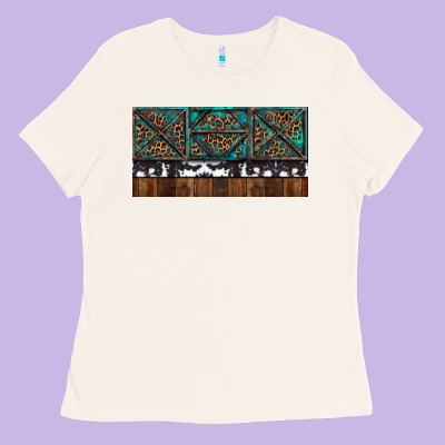 Ladies Tee Rusty Sunflowers with Cowhide and Turquoise
