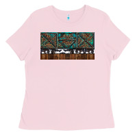 Bubblegum Pink Rusty Sunflowers with Cowhide and Turquoise Ladies Tee - RanaPortraitStore