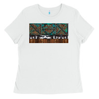 White Rusty Sunflowers with Cowhide and Turquoise Ladies Tee - RanaPortraitStore