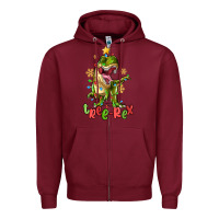 Burgundy tree rex trex christmas dinosaur Zipper Hoodie - MaliasSmallBusiness