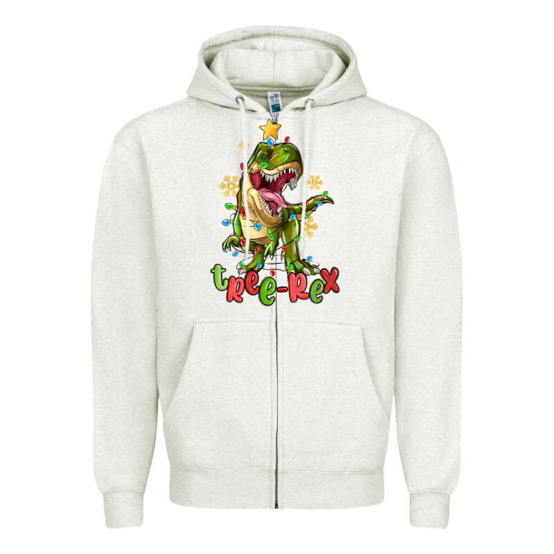 Tree Rex Trex Christmas Dinosaur Zipper Hoodie by MaliasSmallBusiness | Teevron