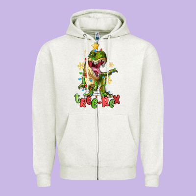 Tree Rex Trex Christmas Dinosaur Zipper Hoodie Designed By Maliassmallbusiness