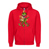 Red tree rex trex christmas dinosaur Zipper Hoodie - MaliasSmallBusiness