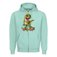 Seafoam tree rex trex christmas dinosaur Zipper Hoodie - MaliasSmallBusiness