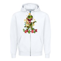 White tree rex trex christmas dinosaur Zipper Hoodie - MaliasSmallBusiness