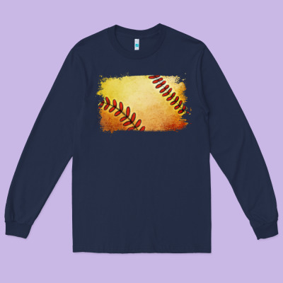 Softball Brushstroke Long Sleeve Tee Designed By Jasminsmagicworld