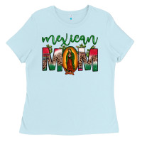 Baby Blue mexican mom our lady of guadalupe leopard Ladies Tee - JahusDesignShop
