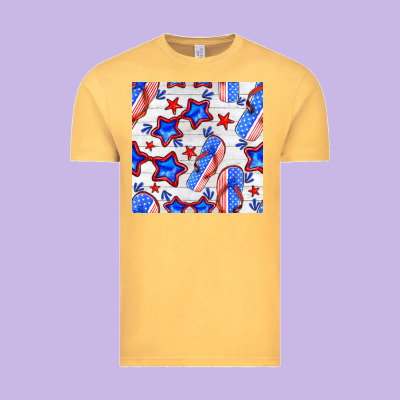4th Of July Flip Flops Seamless Pattern Vintage Tee Designed By Bundleandbundleshop
