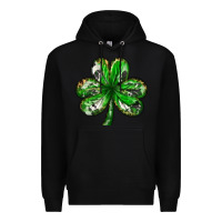 Black shamrock with leopard and cowhide Premium Hoodie - NancyCooperArtShop