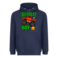 Navy birthday boy monster truck Heavyweight Hoodie - Jasminsmagicworld