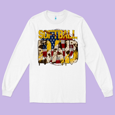 Softball Dad Long Sleeve Tee Designed By Jasminsmagicworld