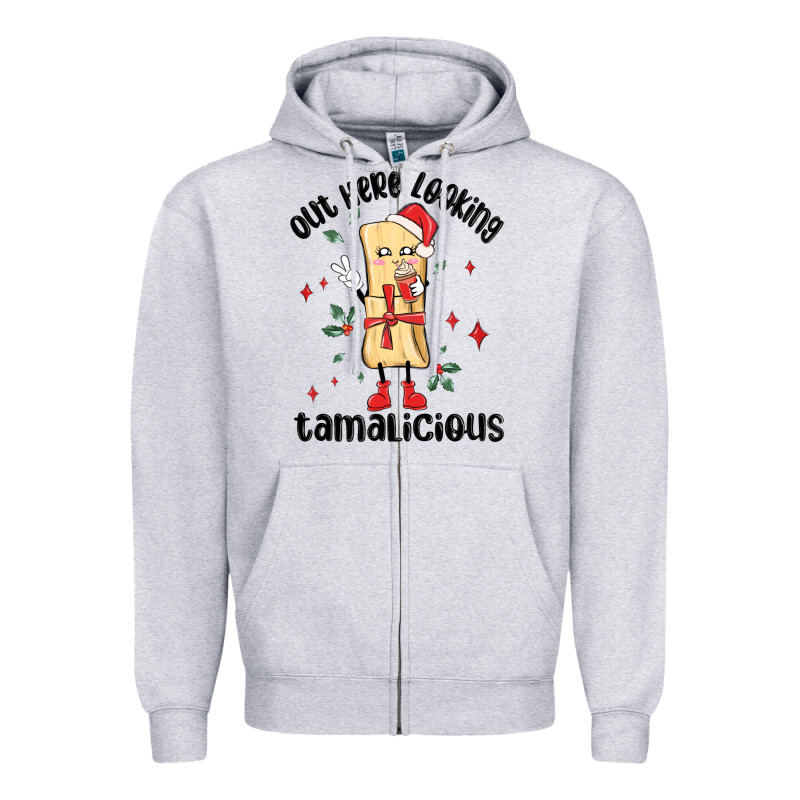 Out Here Looking Tamalicious Christmas Tamale Zipper Hoodie by MaliasSmallBusiness | Teevron