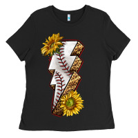 Black sport baseball  lightning bolt Ladies Tee - texasbilliewilder