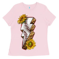 Bubblegum Pink sport baseball  lightning bolt Ladies Tee - texasbilliewilder