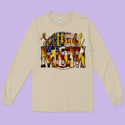 Softball Mom Long Sleeve Tee Designed By Jasminsmagicworld