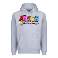 Heather Grey abcd back to school Premium Hoodie - NancyCooperArtShop