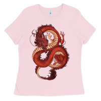 Bubblegum Pink red dragon Ladies Tee - RanaPortraitStore