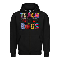 Black teach like a boss Zipper Hoodie - NancyCooperArtShop