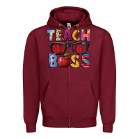 Burgundy teach like a boss Zipper Hoodie - NancyCooperArtShop