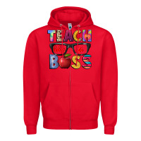 Red teach like a boss Zipper Hoodie - NancyCooperArtShop