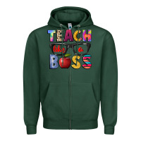 Sports Green teach like a boss Zipper Hoodie - NancyCooperArtShop