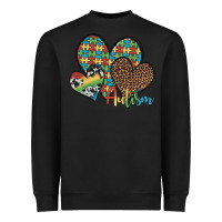Black autism hearts leopard cowhide Heavyweight Sweatshirt - Artiststas