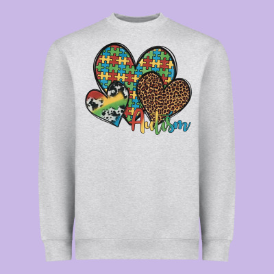 Autism Hearts Leopard Cowhide Heavyweight Sweatshirt Designed By Artiststas