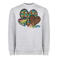 Heather Grey autism hearts leopard cowhide Heavyweight Sweatshirt - Artiststas