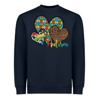 Navy autism hearts leopard cowhide Heavyweight Sweatshirt - Artiststas