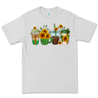 Dove Grey sunflowers coffee cups Premium Tee - AdoDesignShop