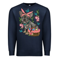 Navy easter french bulldog Premium Sweatshirt - RanaPortraitStore
