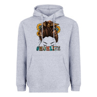 Heather Grey mom life messy bun Heavyweight Hoodie - Jasminsmagicworld