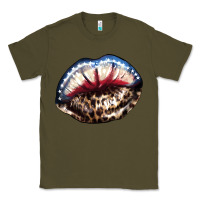 Army Green American lips leopard Classic Tee - NancyCooperArtShop
