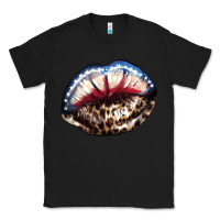 Black American lips leopard Classic Tee - NancyCooperArtShop