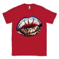 Red American lips leopard Classic Tee - NancyCooperArtShop