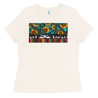 Bone Rusty Sunflowers with Cowhide and Turquoise Ladies Tee - RanaPortraitStore