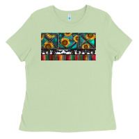 Matcha Rusty Sunflowers with Cowhide and Turquoise Ladies Tee - RanaPortraitStore