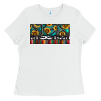White Rusty Sunflowers with Cowhide and Turquoise Ladies Tee - RanaPortraitStore