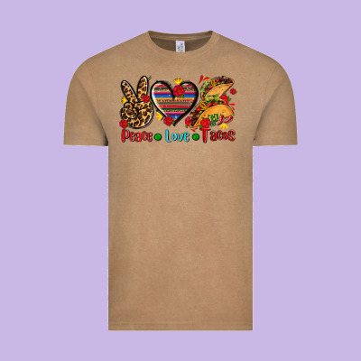 Peace Love Tacos Vintage Tee Designed By Adodesignshop
