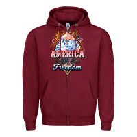 Burgundy America ice cream Zipper Hoodie - NancyCooperArtShop