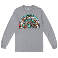 Heather Grey western rainbow Long Sleeve Tee - Jasminsmagicworld