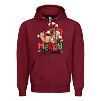 Burgundy merry slothmas Zipper Hoodie - MaliasSmallBusiness