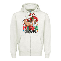 Oatmeal Heather merry slothmas Zipper Hoodie - MaliasSmallBusiness