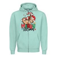 Seafoam merry slothmas Zipper Hoodie - MaliasSmallBusiness