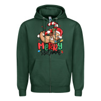 Sports Green merry slothmas Zipper Hoodie - MaliasSmallBusiness
