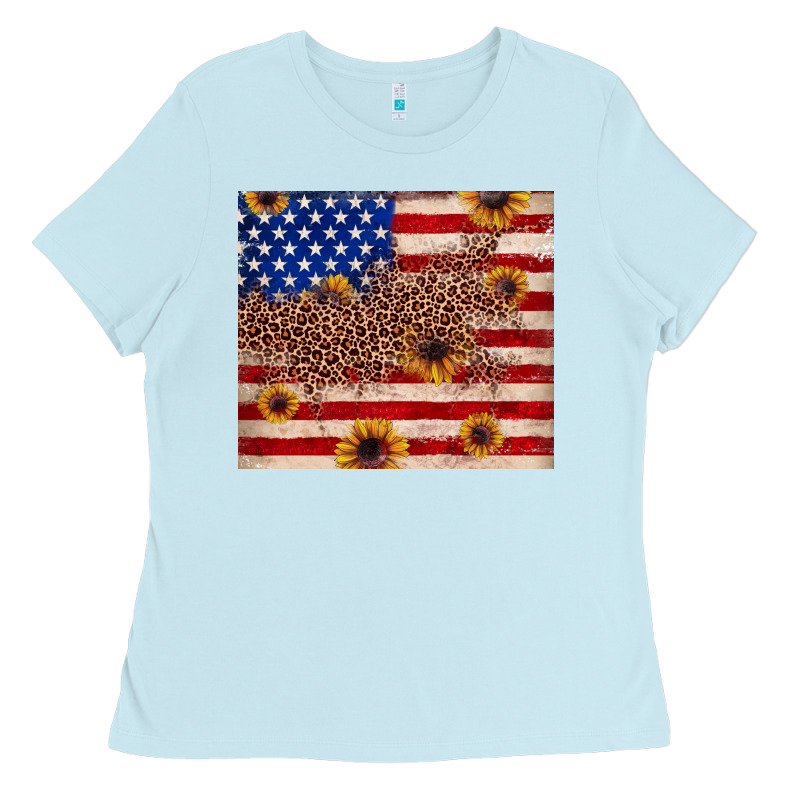 American Flag Leopard Sunflower Ladies Tee by JahusDesignShop | Teevron