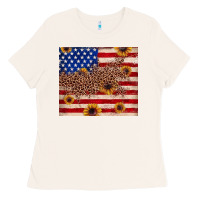 Bone American flag leopard sunflower Ladies Tee - JahusDesignShop