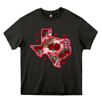 Asphalt valentine' s day texas map with roses Heavy Core Tee - RanaPortraitStore