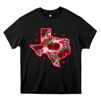 Black valentine' s day texas map with roses Heavy Core Tee - RanaPortraitStore