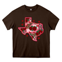 Chocolate Brown valentine' s day texas map with roses Heavy Core Tee - RanaPortraitStore